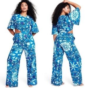 RHODE X Target Large Zinnia Floral Print Bell Sleeve Cut Out Jumpsuit NEW!
